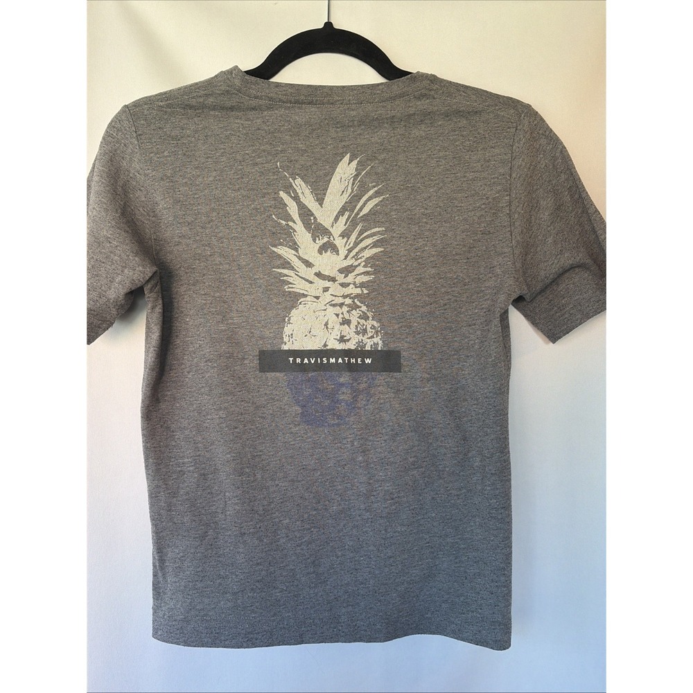 Travis Mathew T-Shirt Women Medium Pineapple Graphic Heather Gray Crew Neck